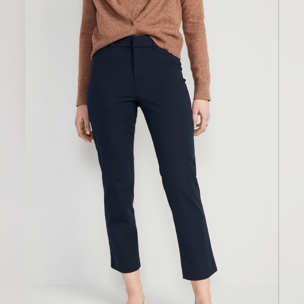 Old Navy High-Rise Pixie Straight Pants - Navy Blue - NWT